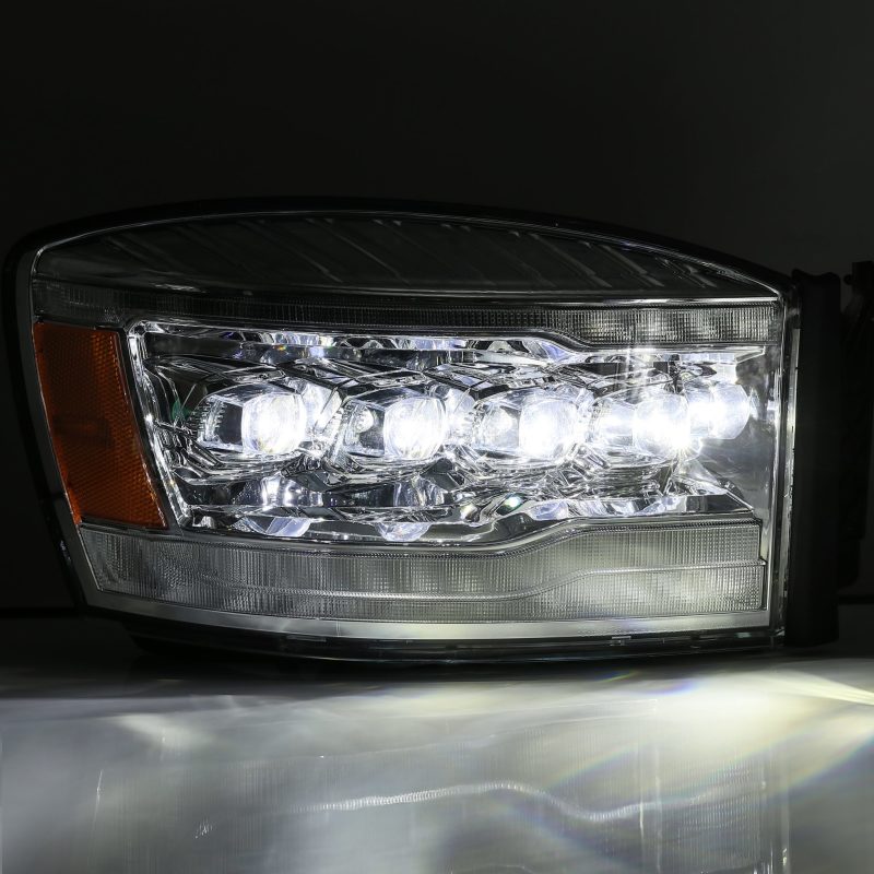 AlphaRex 06-08 Dodge Ram 1500HD NOVA LED Proj Headlights Plank Style Blk w/Seq Signal/DRL/Amber LED - Burkken Auto Parts