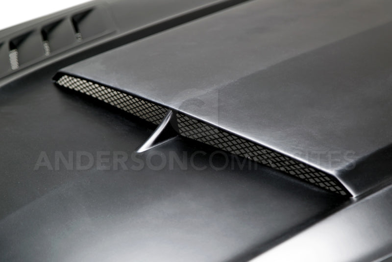 Anderson Composites 15-16 Ford Mustang (Excl. GT350/GT350R) Ram Air Fiberglass Hood - Burkken Auto Parts