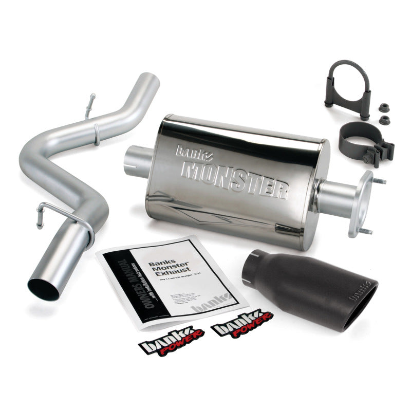 Banks Power 04-06 Jeep 4.0L Wrangler Unlimited Monster Exhaust Sys - SS Single Exhaust w/ Black Tip - Burkken Auto Parts