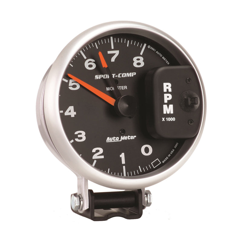Autometer Sport-Comp 5in / 0-8K RPM / Pedestal w/Redline Tachometer - Burkken Auto Parts