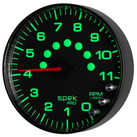 Autometer Spek-Pro Gauge Tachometer 5in 11K Rpm W/Shift Light & Peak Mem Black/Black - Burkken Auto Parts