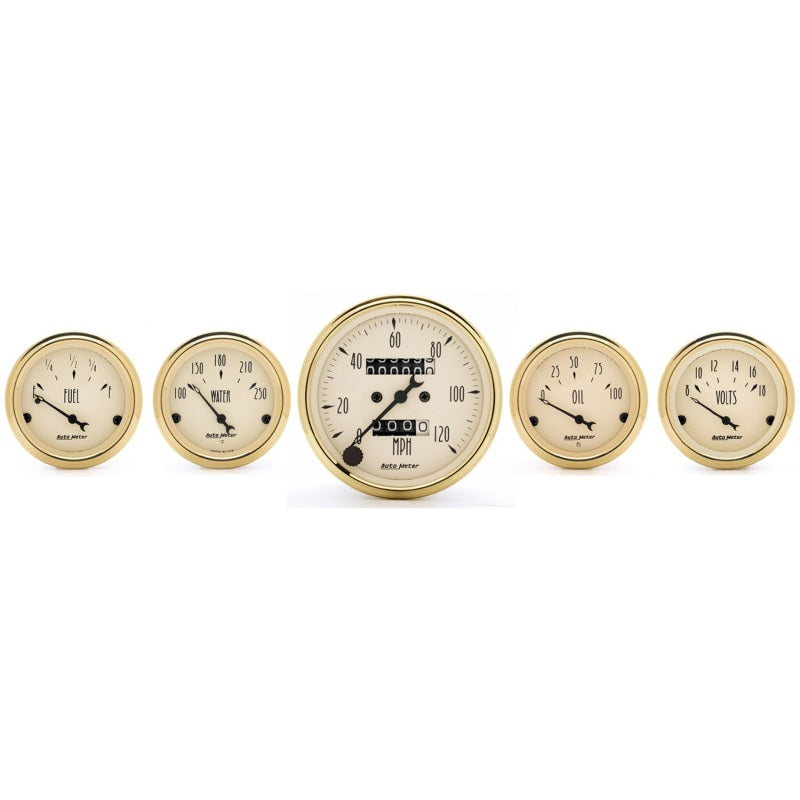 Autometer Golden Oldies 5 piece Kit (Mech Speed/Elec Oil Press/Water Temp/Volt/Fuel Level) - Burkken Auto Parts