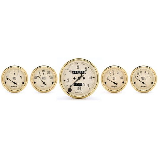 Autometer Golden Oldies 5 piece Kit (Mech Speed/Elec Oil Press/Water Temp/Volt/Fuel Level) - Burkken Auto Parts