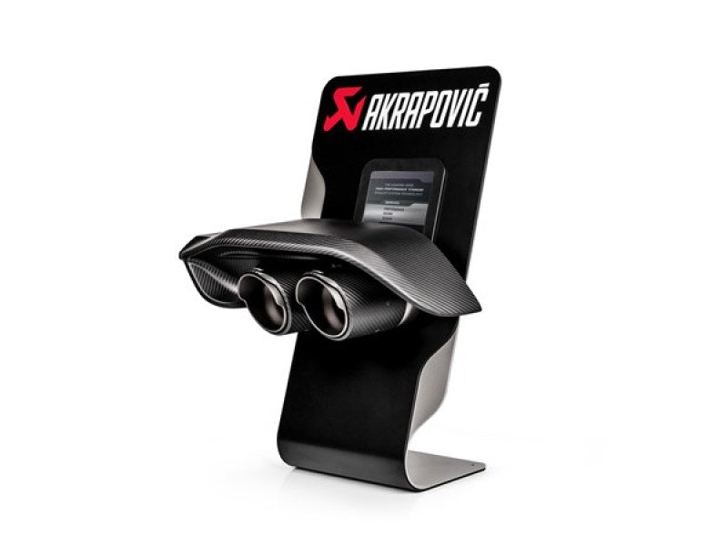 Akrapovic Counter Display with Sample Tail Pipe Set and Carbon Diffuser (High Gloss) - Burkken Auto Parts