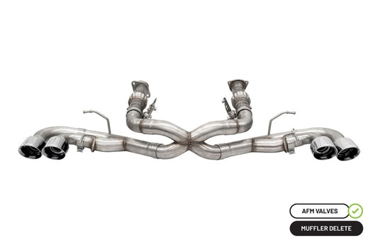 Corsa 20-25 Corvette C8 3in Xtreme Cat-Back Exhaust 4.5in Pol Quad Tips - Integrates stock AFM Valve - Burkken Auto Parts