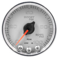 Autometer Spek-Pro Gauge Boost 2 1/16in 100psi Stepper Motor W/Peak & Warn Slvr/Chrm - Burkken Auto Parts