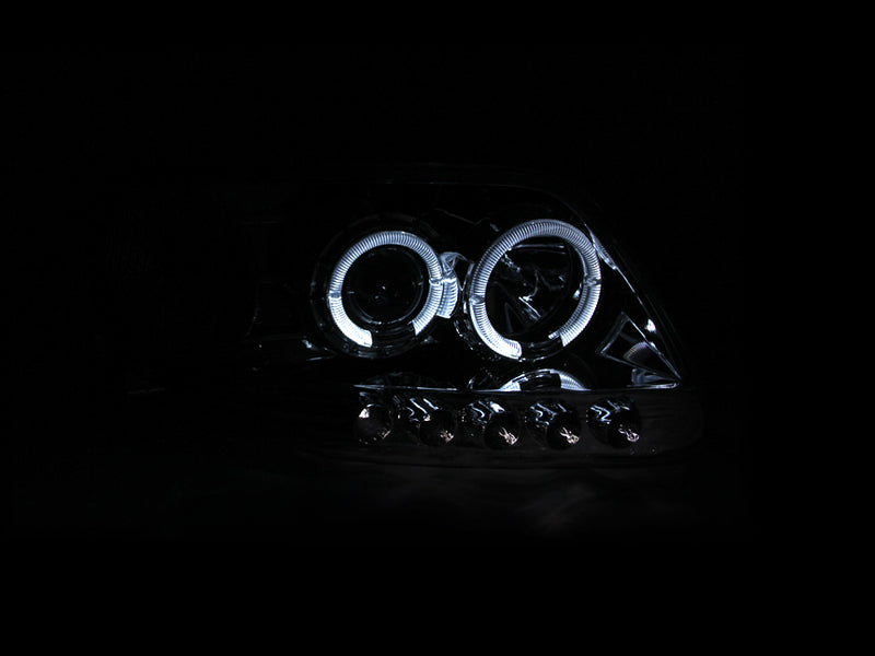 ANZO 1997.5-2003 Ford F-150 Projector Headlights w/ Halo and LED Chrome 1pc - Burkken Auto Parts