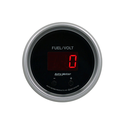 Autometer 52.4mm Black Switchable 0-100 Fuel Level / 8-18V Voltmeter Sport-Comp Elite Digital Gauge - Burkken Auto Parts