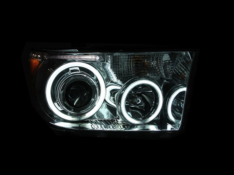 ANZO 2007-2013 Toyota Tundra Projector Headlights w/ Halo Black (CCFL) - Burkken Auto Parts