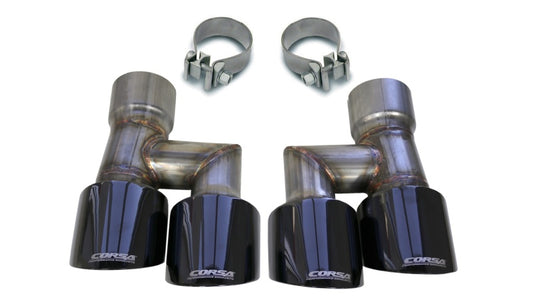 Corsa 2018-2023 Ford Mustang Eco 2.3L Twin 4in Black PVD Pro-Series Tip Kit (Clamps Included) - Burkken Auto Parts