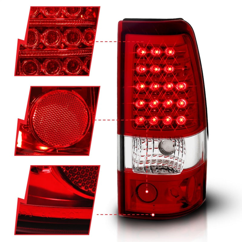 ANZO 2003-2006 Chevrolet Silverado 1500 LED Taillights Red/Clear - Burkken Auto Parts