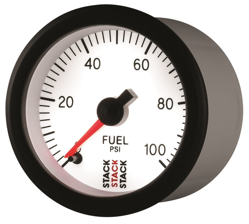 Autometer Stack 52mm 0-100 PSI 1/8in NPTF Male Pro Stepper Motor Fuel Pressure Gauge - White - Burkken Auto Parts