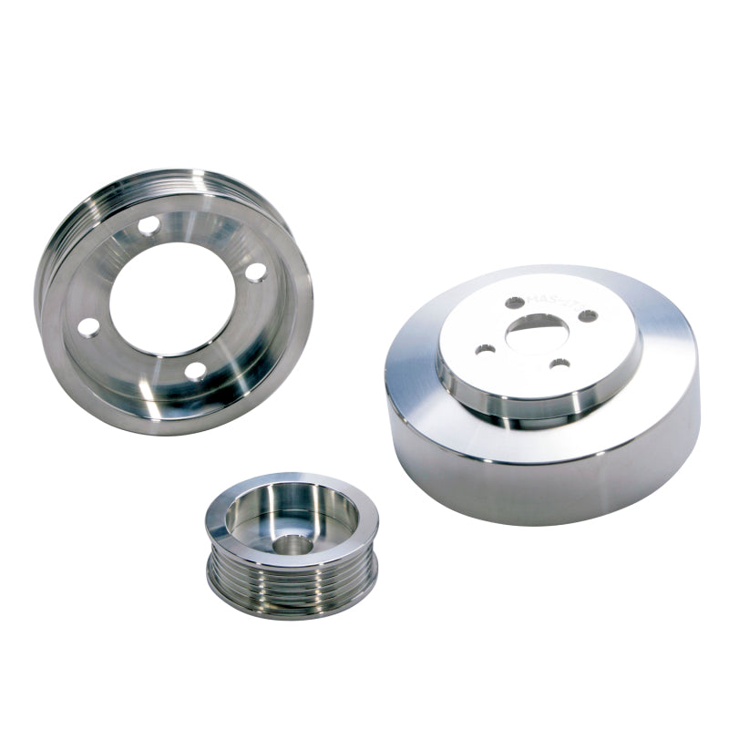 BBK 94-95 Mustang 5.0 Underdrive Pulley Kit - Lightweight CNC Billet Aluminum (3pc) - Burkken Auto Parts