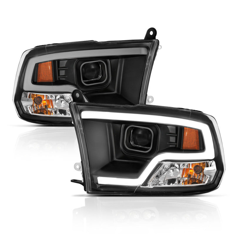 ANZO 09-18 Dodge Ram 1500 Plank Style Projector Headlights Black w/ Halo - Burkken Auto Parts