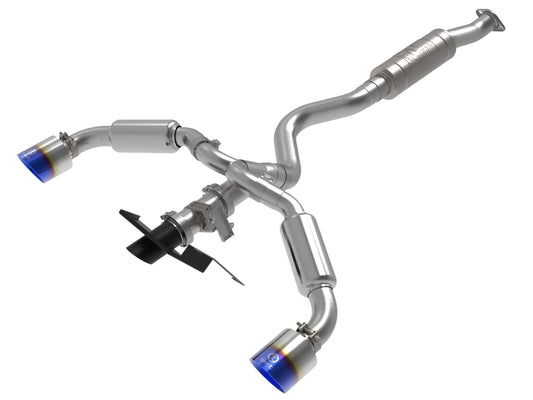 aFe 23-24 Toyota GR Corolla L3 1.6L (t) Gemini XV 3in to 2-1/2in Cat Back Exhaust w/ Blue Flame Tips - Burkken Auto Parts