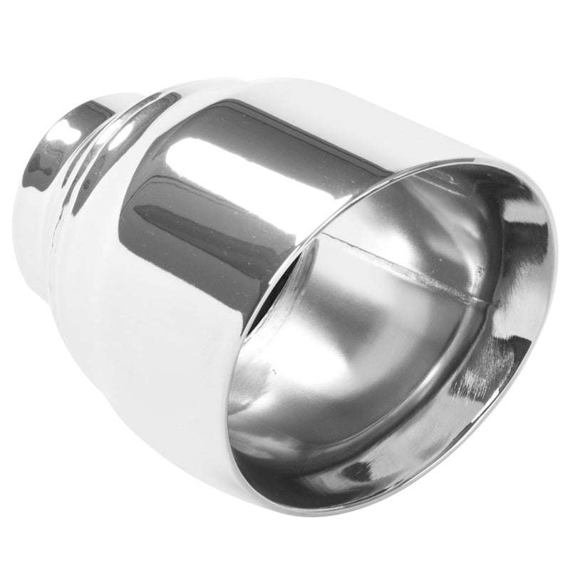 MagnaFlow Tip Stainless Double Wall Round Single Outlet Polished 4.5in DIA 2.5in Inlet 5.75in Length - Burkken Auto Parts