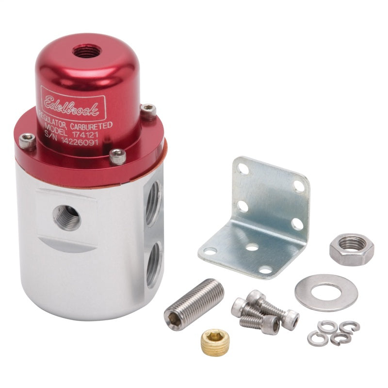 Edelbrock Fuel Pressure Regulator Carbureted 160 GPH 5-10 PSI 3/8In In/Out Retunless Red/Clear - Burkken Auto Parts