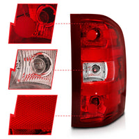 ANZO 2007-2013 Chevy Silverado Taillight Red/Clear Lens (OE Replacement) - Burkken Auto Parts