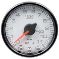 Autometer Spek-Pro Gauge Tach 2 1/16in 11K Rpm W/ Shift Light & Peak Mem Wht/Blk - Burkken Auto Parts