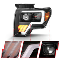 ANZO 2009-2014 Ford F-150 Projector Light Bar G4 H.L. Black Amber - Burkken Auto Parts