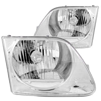 ANZO 1997-2003 Ford F-150 Crystal Headlights Chrome - Burkken Auto Parts