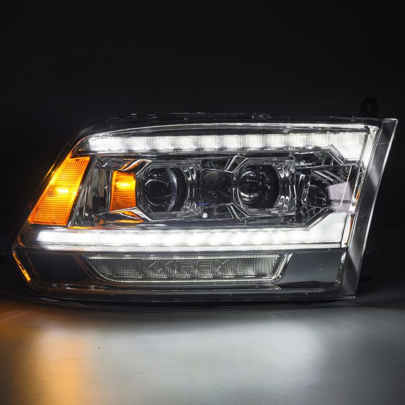 AlphaRex 09-18 Dodge Ram 2500 LUXX LED Proj Headlights Plank Style Chrm w/Activ Light/Seq Signal/DRL - Burkken Auto Parts