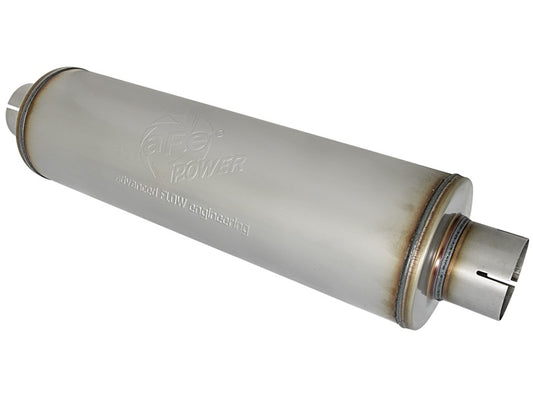 aFe MACH Force-Xp 409 SS Muffler 3-1/2in ID Center/Center x 7in Dia x 24in L - Round Body - Burkken Auto Parts