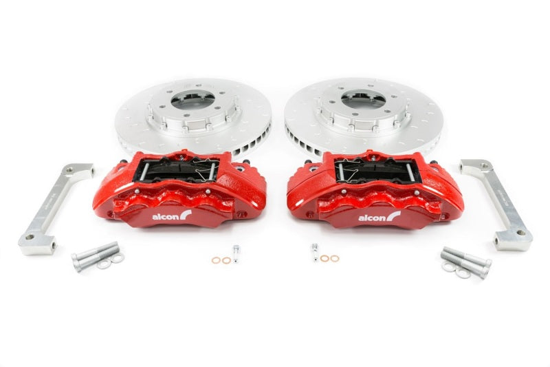 Alcon 2019+ Ford Ranger/2020+ Bronco 2.3L 350x34mm Rotors 6-Piston Calipers Front Brake Kit - Red - Burkken Auto Parts