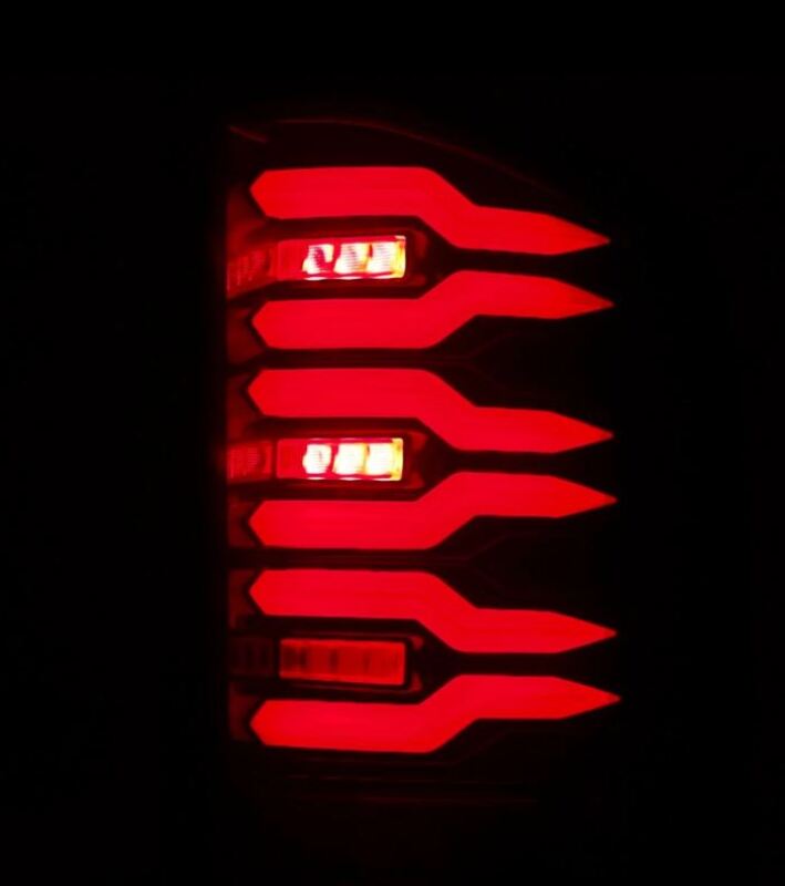 AlphaRex 07-14 Chevrolet Silverado 1500/2500HD/3500HD Luxx-Series LED Tail Lights Black/Red - Burkken Auto Parts