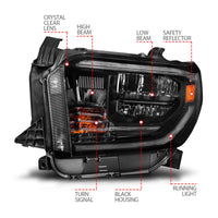 ANZO 14-21 Toyota Tundra (OE Halogen w/LED DRL) LED Crystal Headlights w/ Switchback &amp; DRL - Blk - Burkken Auto Parts