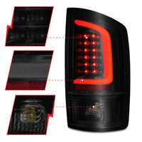 ANZO 2002-2006 Dodge  Ram 1500 LED Tail Lights w/ Light Bar Black Housing Smoke Lens - Burkken Auto Parts