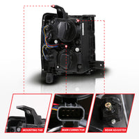 ANZO 14-15 Chevy Silverado 1500 Black Dual Switchback+Sequential LED Tube Sq. Projector Headlights - Burkken Auto Parts