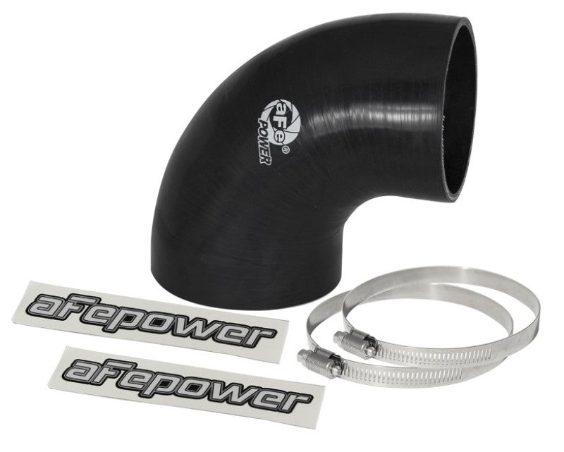 aFe Magnum FORCE CAI Univ. Silicone Reducing Coupler (4in. to 3.5in. ID) 90Deg. Elbow - Black - Burkken Auto Parts