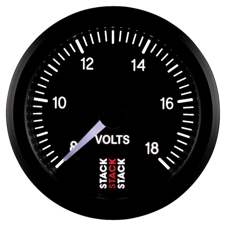 Autometer Stack 52mm 8-18V Pro Stepper Motor Battery Voltage Gauge - Black - Burkken Auto Parts