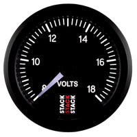 Autometer Stack 52mm 8-18V Pro Stepper Motor Battery Voltage Gauge - Black - Burkken Auto Parts