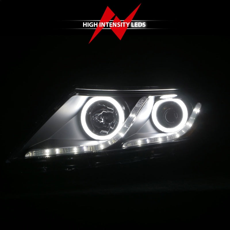 ANZO 2011-2013 Kia Optima Projector Headlights w/ Halo Black (CCFL) - Burkken Auto Parts
