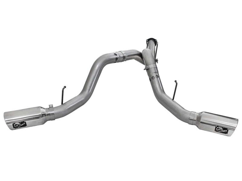 aFe LARGE BORE HD 4in 409-SS DPF-Back Exhaust w/Polished Tip 11-14 Ford Diesel Trucks V8-6.7L (td) - Burkken Auto Parts