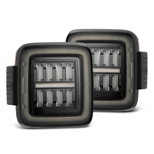 AlphaRex 18-23 Jeep Wrangler JL NOVA Prismatic LED Taillights Alpha-Black - Burkken Auto Parts