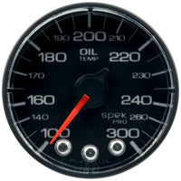 Autometer Spek-Pro Gauge Oil Temp 2 1/16in 300f Stepper Motor W/Peak & Warn Blk/Blk - Burkken Auto Parts