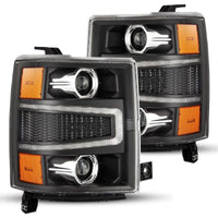 AlphaRex 14-15 Chevy 1500 PRO-Series Projector Headlights Black w/ Sequential Signal &  DRL - Burkken Auto Parts