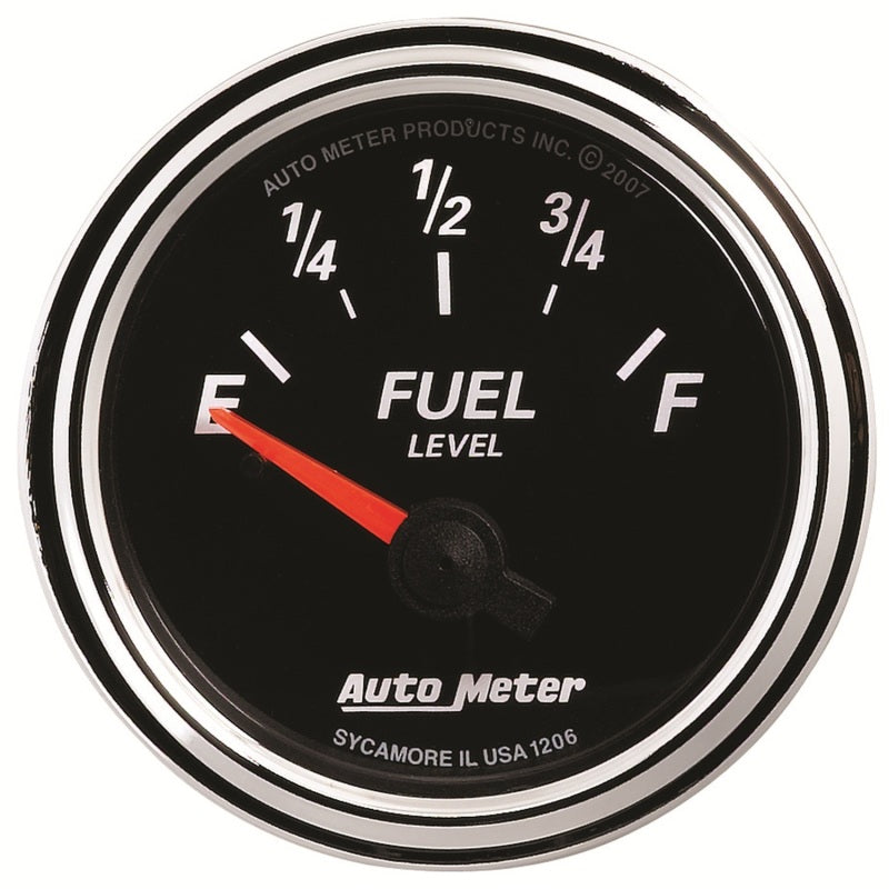 Autometer Designer Black II 52mm 240 Ohm Empty/33 Ohm Full Fuel Level Gauge - Burkken Auto Parts