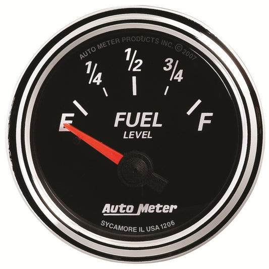 Autometer Designer Black II 52mm 240 Ohm Empty/33 Ohm Full Fuel Level Gauge - Burkken Auto Parts