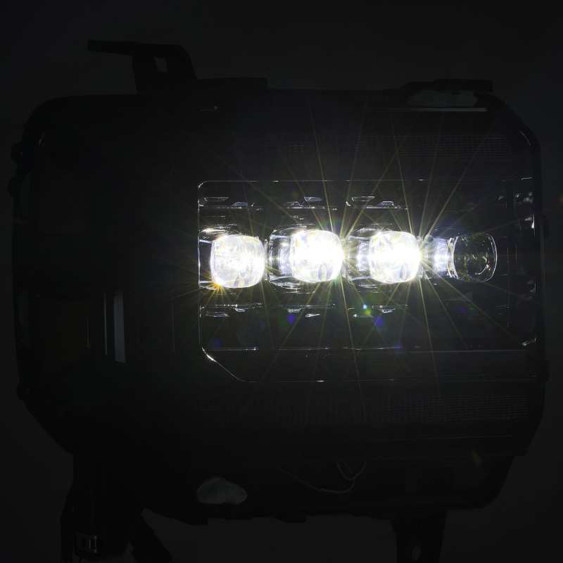 AlphaRex 14-18 GMC Sierra NOVA LED Proj Headlights Plnk Style Alpha Blk w/Activ Light/Seq Signal/DRL - Burkken Auto Parts