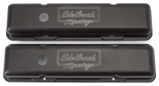 Edelbrock Valve Cover Victor Series Chevrolet 1959-1986 262-400 CI V8 Low Black - Burkken Auto Parts