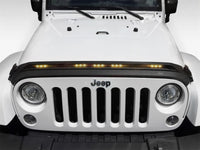 AVS 2007-2018 Jeep Wrangler JK Aeroskin Low Profile Hood Shield w/ Lights - Black - Burkken Auto Parts