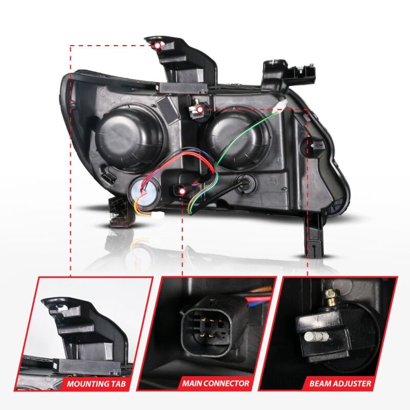 ANZO 15-22 Chevy Colorado Full LED Headlights w/ Initiation (Amber DRL) - Black - Burkken Auto Parts