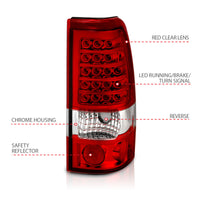 ANZO 1999-2007 Chevrolet Silverado 1500 LED Taillights Red/Clear - Burkken Auto Parts