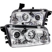 ANZO 2006-2010 Dodge Charger Projector Headlights w/ Halo Chrome - Burkken Auto Parts