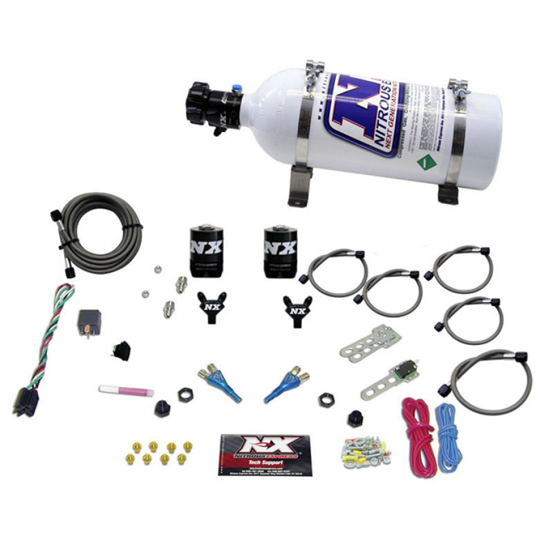 Nitrous Express 92-95 Dodge V8 TBI Dual Nozzle Nitrous Kit (50-125HP) w/5lb Bottle - Burkken Auto Parts