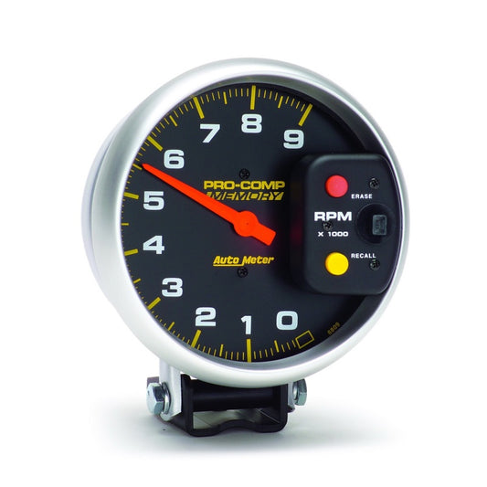 Autometer Pro-Comp 5in / 0-9K RPM / Pedestal w/Peak Memory Tachometer - Burkken Auto Parts